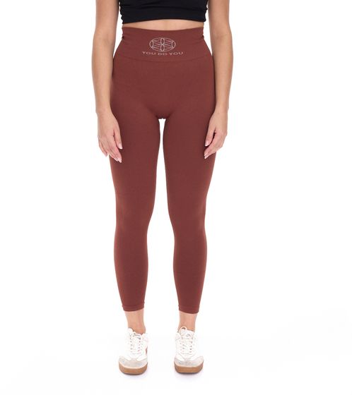 YOU DO YOU Women's Leggings, Fashionable Fitness Pants with Scrunch Effect, Workout Pants 905001, Mahogany Brown