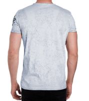 T-shirt da uomo con stampa teschio rocker, in cotone, girocollo, modello R-15191-1, grigio