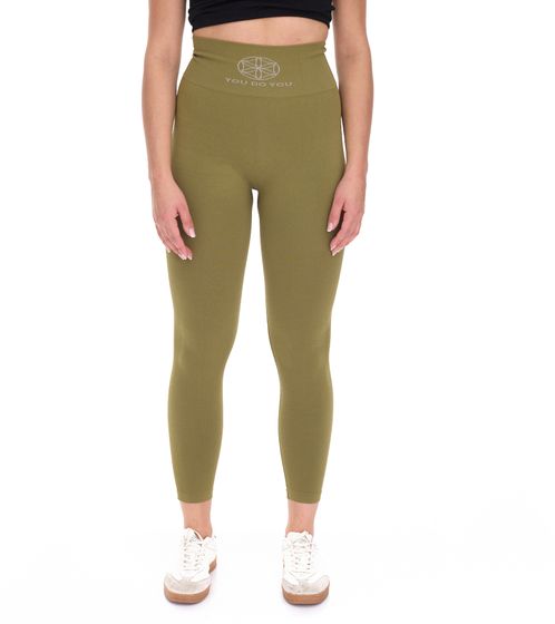 YOU DO YOU women's leggings fashionable fitness trousers with scrunch effect workout trousers 905001 Khaki