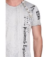 T-shirt da uomo con stampa "Plunderer & Exploiter", in cotone, girocollo, R-15191, grigia