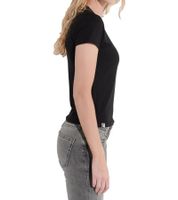 COURSE Women's T-Shirt, Ribbed Summer Shirt, Short-Sleeved Casual Shirt, 900689 Black