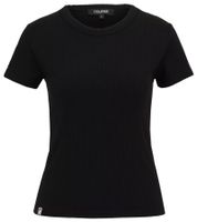 COURSE Women's T-Shirt, Ribbed Summer Shirt, Short-Sleeved Casual Shirt, 900689 Black