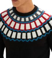 Men's Knitted Sweater with Geometric Pattern, Casual Sweater in Black or Blue Men's Knitted Sweater with Geometric Pattern, Casual Sweater in Black or Blue