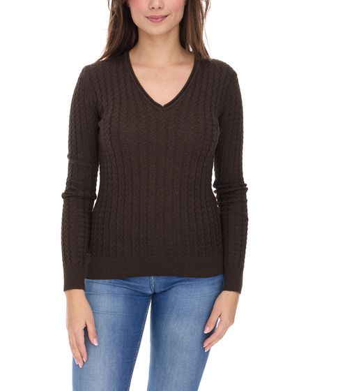 vestino Women's Cable Knit Sweater, Cotton Sweater, Casual Sweater 900609 Brown