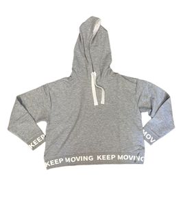 Pull court en coton à capuche pour femme COURSE, chemise à manches longues, 900010, gris