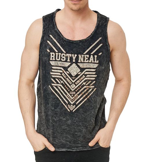 Men's Tank Top in a Vintage Design, Long-Sleeved Shirt with Urban Print, Summer Top R-10146 R-15247 Dark Gray