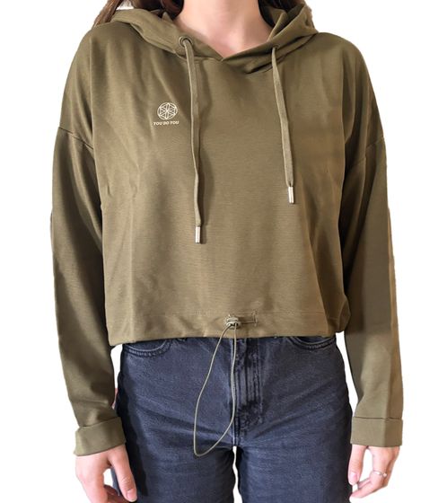 YOU DO YOU Damen Cropped-Hoodie mit Kapuze Alltags-Pullover Yoga-Mode 905081 Khaki