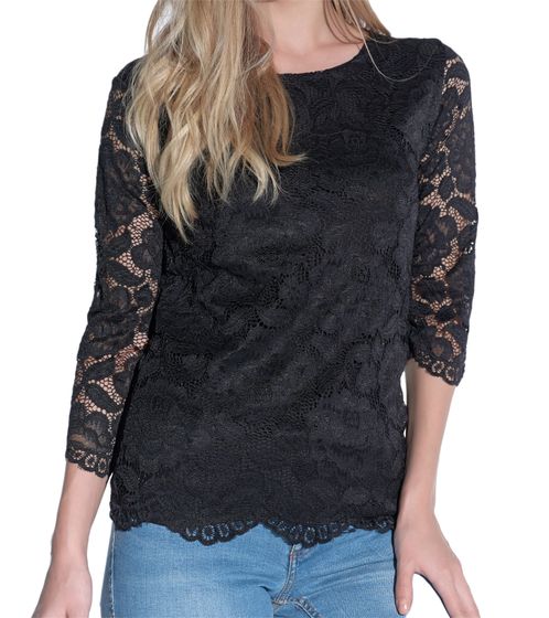 vestino Damen Shirt Sommer-Shirt stylisches Langarm-Shirt 3/4 Arm 900528 Schwarz