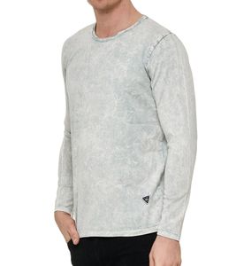Men's Long-Sleeve Shirt in Batik Style, Long-Sleeved Shirt, Summer Pullover, Casual Shirt R-10146 R-10154 Gray/White
