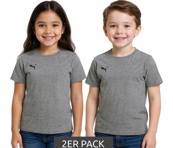Lot de 2 t-shirts de sport PUMA TeamGoal 23 pour garçons et filles, en coton avec patch logo, T-shirt 656709 33 gris
