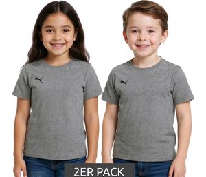 Pack de 2 camisetas deportivas PUMA TeamGoal 23 para niño y niña, de algodón con parche del logotipo, talla 656709 33, gris Pack de 2 camisetas deportivas PUMA TeamGoal 23 para niño y niña, de algodón con parche del logotipo, talla 656709 33, gris