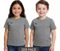 Pack de 2 camisetas deportivas PUMA TeamGoal 23 para niño y niña, de algodón con parche del logotipo, talla 656709 33, gris Pack de 2 camisetas deportivas PUMA TeamGoal 23 para niño y niña, de algodón con parche del logotipo, talla 656709 33, gris