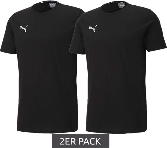 2er Sparpack PUMA TeamGoal 23 Jungen & Mädchen Sport-Shirt Baumwoll-Shirt mit Logo-Patch T-Shirt 656709 03 Schwarz