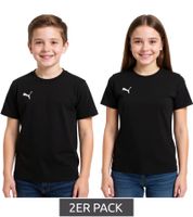 2-Pack PUMA TeamGoal 23 Boys' & Girls' Cotton T-Shirt with Logo Patch, Black