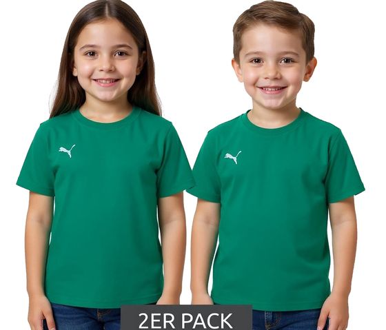 Lot de 2 t-shirts de sport PUMA TeamGoal 23 pour garçons et filles, en coton avec patch logo, T-shirt 656709 05 Vert