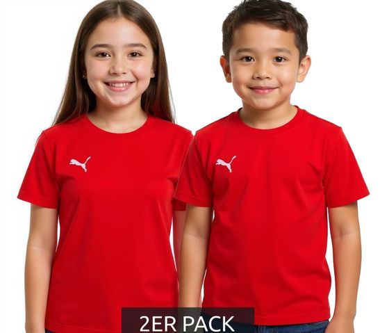 Lot de 2 t-shirts de sport PUMA TeamGoal 23 pour garçon et fille, en coton avec patch logo, T-shirt 656709 01 Rouge