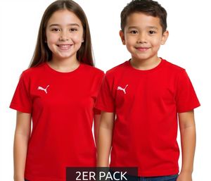 Pack de 2 camisetas deportivas PUMA TeamGoal 23 para niño y niña, camiseta de algodón con parche del logotipo, camiseta 656709 01 Rojo Pack de 2 camisetas deportivas PUMA TeamGoal 23 para niño y niña, camiseta de algodón con parche del logotipo, camiseta 656709 01 Rojo