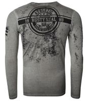 Camicia da uomo in stile vintage a maniche lunghe, girocollo, in cotone, R-10151 grigio