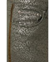 Vestino Women's Leopard Print Trousers with Shimmering Details and Decorative Stripes - Casual Trousers, Autumn Trousers 900828 Green