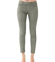 Vestino Women's Leopard Print Trousers with Shimmering Details and Decorative Stripes - Casual Trousers, Autumn Trousers 900828 Green