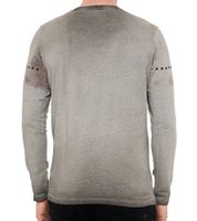 Camicia da uomo a maniche lunghe in stile vintage, girocollo, in cotone, colore grigio R-10145