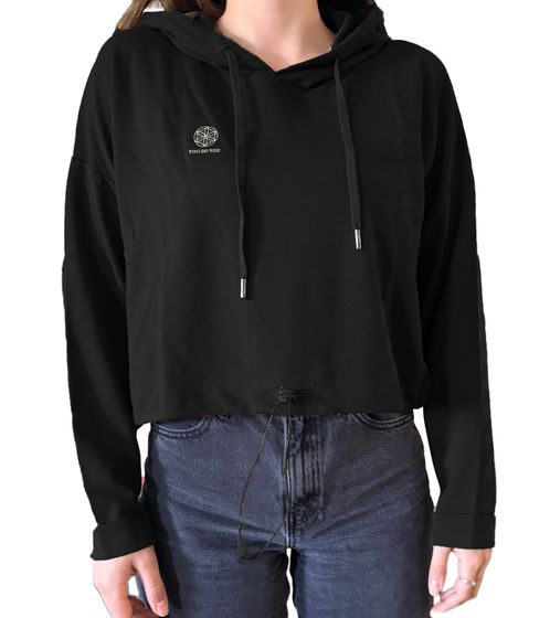 YOU DO YOU Damen Cropped-Hoodie mit Kapuze Alltags-Pullover Yoga-Mode 905081 Schwarz