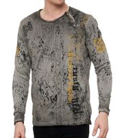 Herren Longsleeve mit Schriftzug Baumwoll-Langarm-Shirt Sommer-Pullover Freizeit-Shirt R-10153 Grau Herren Longsleeve mit Schriftzug Baumwoll-Langarm-Shirt Sommer-Pullover Freizeit-Shirt R-10153 Grau