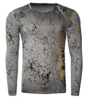 Herren Longsleeve mit Schriftzug Baumwoll-Langarm-Shirt Sommer-Pullover Freizeit-Shirt R-10153 Grau Herren Longsleeve mit Schriftzug Baumwoll-Langarm-Shirt Sommer-Pullover Freizeit-Shirt R-10153 Grau