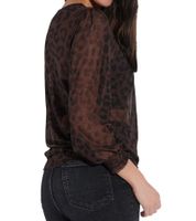 vestino Women's Sweater with Leopard Print, Long-Sleeved Shirt, Mesh Sweater 900309 Brown