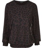 vestino Women's Sweater with Leopard Print, Long-Sleeved Shirt, Mesh Sweater 900309 Brown
