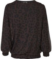 vestino Women's Sweater with Leopard Print, Long-Sleeved Shirt, Mesh Sweater 900309 Brown