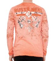 Camisa de manga larga para hombre con estampado de luchador, camisa de manga larga de algodón, jersey de verano, camisa de ocio R-10150 Naranja