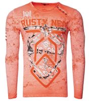 Camisa de manga larga para hombre con estampado de luchador, camisa de manga larga de algodón, jersey de verano, camisa de ocio R-10150 Naranja