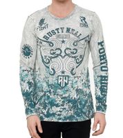 Men's Long Sleeve Shirt with All-Over Tribal Print, Cotton Long-Sleeve Shirt, Summer Pullover, Casual Shirt R-10152 Light Gray
