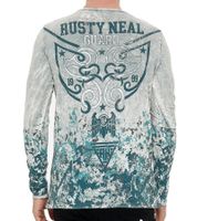 Men's Long Sleeve Shirt with All-Over Tribal Print, Cotton Long-Sleeve Shirt, Summer Pullover, Casual Shirt R-10152 Light Gray