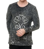 Chemise à manches longues pour homme avec imprimé tribal all-over, chemise à manches longues en coton, pull d'été, chemise de loisirs R-10152, gris foncé
