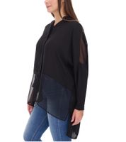 vestino Damen Boyfriend Hemd-Bluse mit transparenten Partien Sommer-Bluse 900509 Schwarz vestino Damen Boyfriend Hemd-Bluse mit transparenten Partien Sommer-Bluse 900509 Schwarz