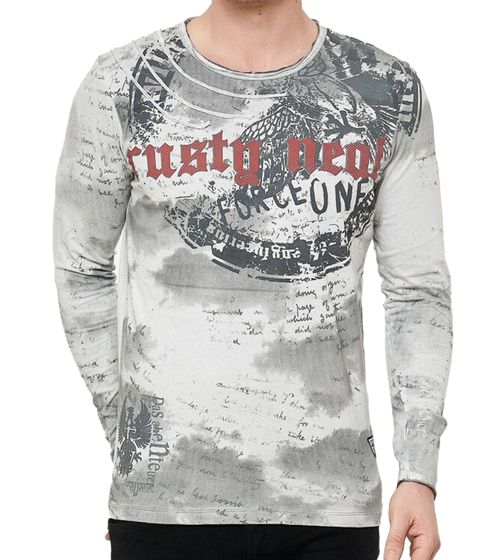 Herren Longsleeve mit Farbverlauf Baumwoll-Langarm-Shirt Sommer-Pullover Freizeit-Shirt R-10140 Hellgrau