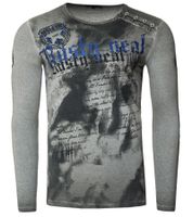 Herren Longsleeve mit großem Schriftzug Baumwoll-Langarm-Shirt Sommer-Pullover Freizeit-Shirt R-10155 Dunkelgrau Herren Longsleeve mit großem Schriftzug Baumwoll-Langarm-Shirt Sommer-Pullover Freizeit-Shirt R-10155 Dunkelgrau