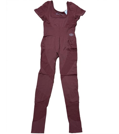 YOU DO YOU Damen Jumpsuit modischer Fitness-Einteiler betonter Taille Workout-Jumpsuit 905011 Mahagoni-Braun