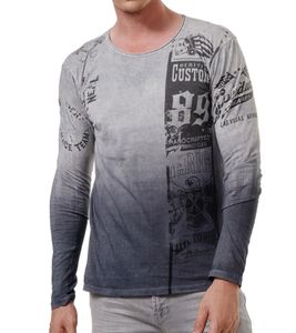 Chemise à manches longues pour homme avec dégradé de couleurs, chemise à manches longues en coton, pull d'été, chemise de loisirs R-10146 gris Chemise à manches longues pour homme avec dégradé de couleurs, chemise à manches longues en coton, pull d'été, chemise de loisirs R-10146 gris