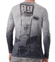 Herren Longsleeve mit Farbverlauf Baumwoll-Langarm-Shirt Sommer-Pullover Freizeit-Shirt R-10146 Grau Herren Longsleeve mit Farbverlauf Baumwoll-Langarm-Shirt Sommer-Pullover Freizeit-Shirt R-10146 Grau