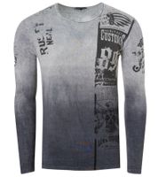 Herren Longsleeve mit Farbverlauf Baumwoll-Langarm-Shirt Sommer-Pullover Freizeit-Shirt R-10146 Grau Herren Longsleeve mit Farbverlauf Baumwoll-Langarm-Shirt Sommer-Pullover Freizeit-Shirt R-10146 Grau