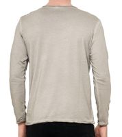 Chemise homme à manches longues, imprimé aigle, col rond, en coton R-10147 Beige