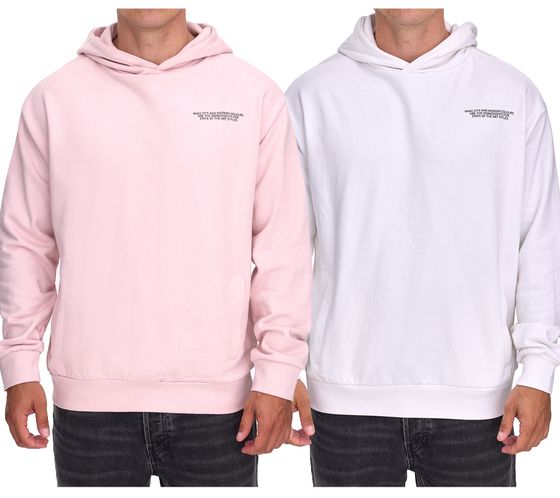 SUBLEVEL Men's Hooded Cotton Hoodie with Pockets H10014T21326A in Pink or White