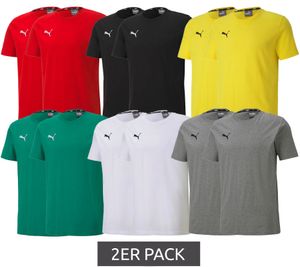 2er Pack PUMA TeamGoal 23 Jungen & Mädchen Sport-Shirt Baumwoll-Shirt mit Logo-Patch T-Shirt 656709 in Grün, Schwarz, Grau, Gelb, Rot oder Weiß