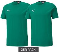 Confezione da 2 magliette sportive PUMA TeamGoal 23 per bambini e bambine, magliette in cotone con toppa con logo, T-shirt 656709 in verde, nero, grigio, giallo, rosso o bianco