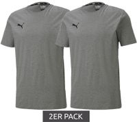 Confezione da 2 magliette sportive PUMA TeamGoal 23 per bambini e bambine, magliette in cotone con toppa con logo, T-shirt 656709 in verde, nero, grigio, giallo, rosso o bianco