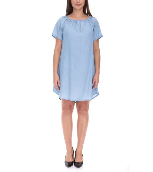 vestino Women's Tunic Dress, Loose Fit, Mini Dress, Short Sleeve Dress, 900568 Light Blue