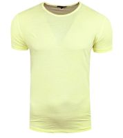 Herren T-Shirt Basic Baumwoll-Shirt verwaschenes Rundhals-Shirt Kurzarm R-15200 Neon Gelb Herren T-Shirt Basic Baumwoll-Shirt verwaschenes Rundhals-Shirt Kurzarm R-15200 Neon Gelb